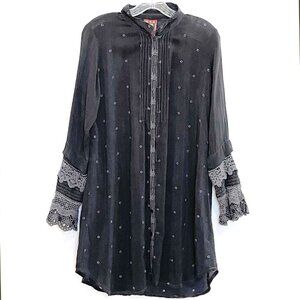Johnny Was Embroidered Crochet Detail Button front Tunic/Jacket/Dress XS NWOT